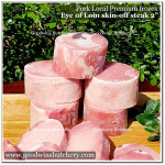Pork EYE OF LOIN sirloin karbonat SKIN OFF frozen LOCAL PREMIUM STEAK 2" 5cm (price/pack 600g)